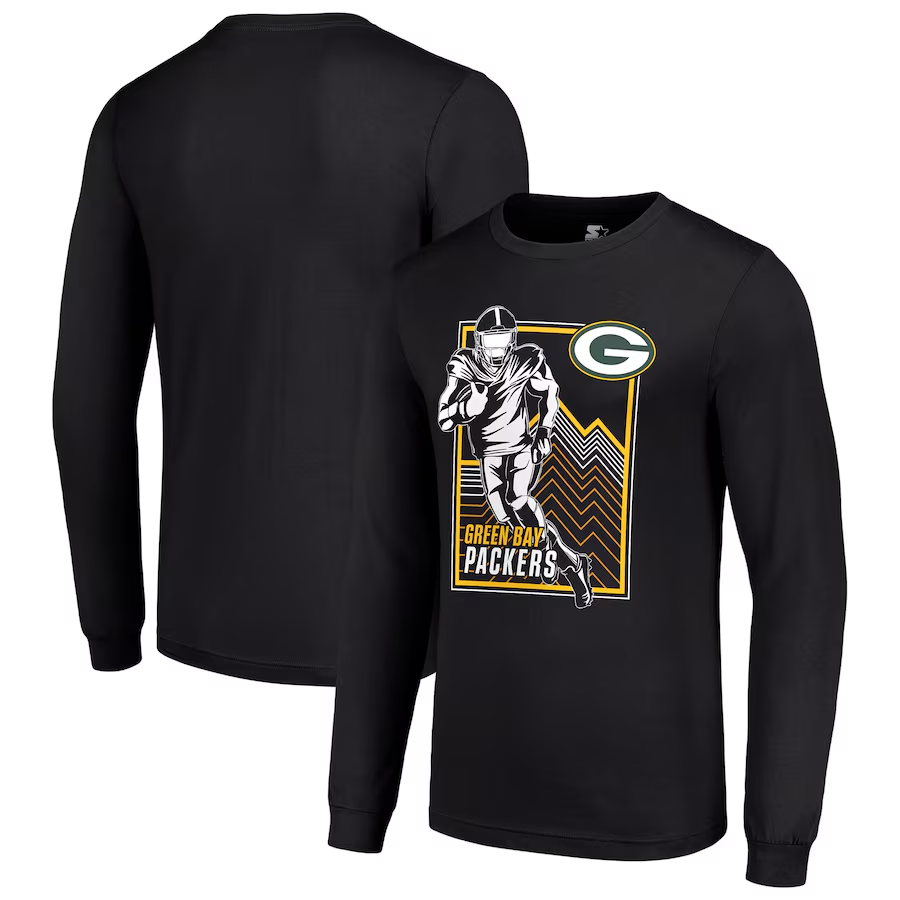 Men Green Bay Packers black 2024 NFL Long sleeve T Shirts->nfl t-shirts->Sports Accessory